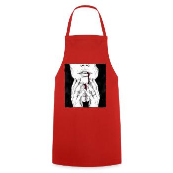 Gothic Woman - Cross Necklace - Cooking Apron - red - Front - AI Model Male 185 dark (185cm)