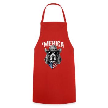 Merica Basset Hound - Patriotic Dog Mom Dad - Cooking Apron - red - Front - AI Model Male 185 dark (185cm)