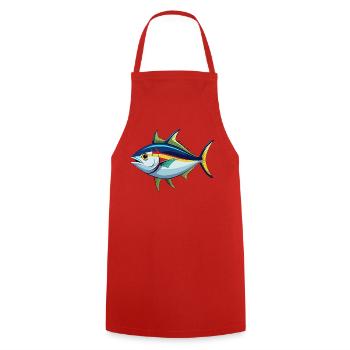 Tuna fish - Cooking Apron - red - Front - AI Model Male 185 dark (185cm)