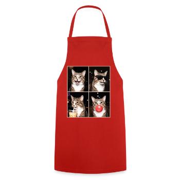 Cats American Bobtail Cat - Cooking Apron - red - Front - AI Model Male 185 dark (185cm)