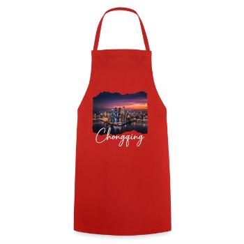 Chongqing Skyline Evening Light - Cooking Apron - red - Front - AI Model Male 185 dark (185cm)