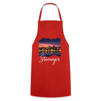 Stavanger Evening atmosphere at the fjord - Cooking Apron - red - Front - AI Model Male 185 dark (185cm)