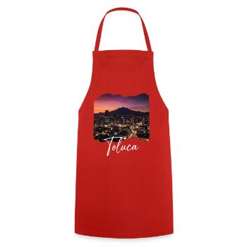 Toluca Skyline Abendstimmung - Kochschürze - Rot - Vorne - AI Model Male 185 dark (185cm)