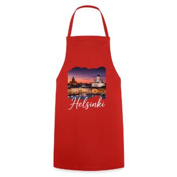 Helsinki Abendlicht Skyline - Kochschürze - Rot - Vorne - AI Model Male 185 dark (185cm)