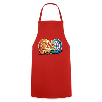 NerdSwap Gaming Merch - Cooking Apron - red - Front - AI Model Male 185 dark (185cm)