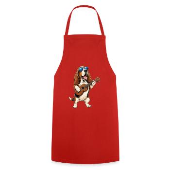 Basset Hound Playing Guitar - Music Dog Dad - Cooking Apron - red - Front - AI Model Male 185 dark (185cm)