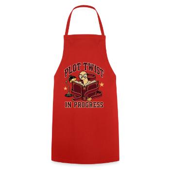 Plot Twist in Progress Bookworm - Cooking Apron - red - Front - AI Model Male 185 dark (185cm)