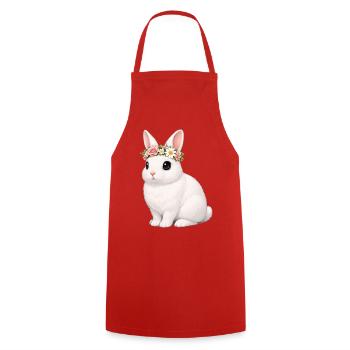 Blanc de Hotot Rabbit - Cooking Apron - red - Front - AI Model Male 185 dark (185cm)