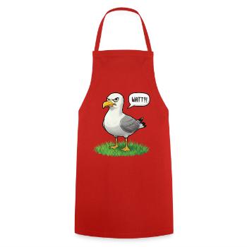 Watt Seagull Seabird Coast Beach Humor Saying - Cooking Apron - red - Front - AI Model Male 185 dark (185cm)