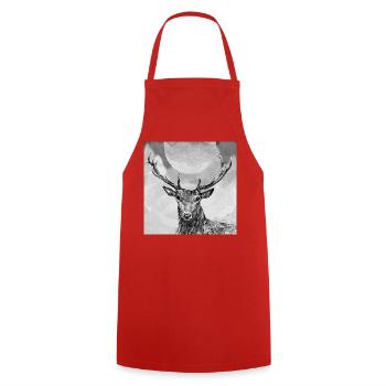 Deer - Cooking Apron - red - Front - AI Model Male 185 dark (185cm)