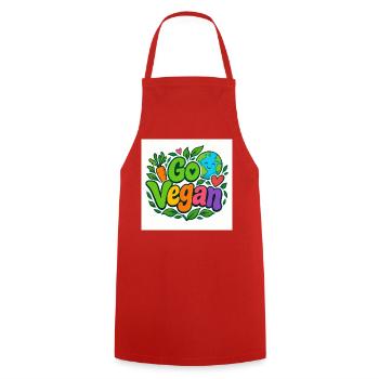 Go vegan flower - Cooking Apron - red - Front - AI Model Male 185 dark (185cm)