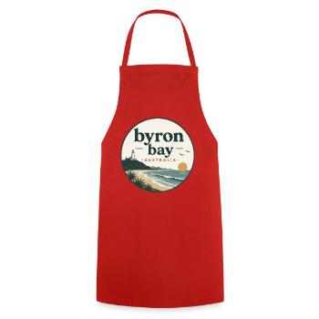 Byron Bay Coastal Magic - Cooking Apron - red - Front - AI Model Male 185 dark (185cm)