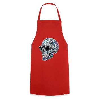 Jewel skull with sunglasses - Cooking Apron - red - Front - AI Model Male 185 dark (185cm)