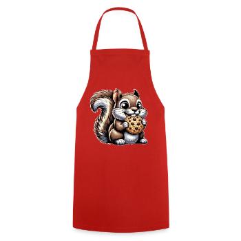 Funny Squirrel Loves Cookies Dessert - Cooking Apron - red - Front - AI Model Male 185 dark (185cm)