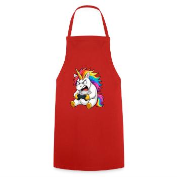 Funny Unicorn Gamer Rage Quit - Cooking Apron - red - Front - AI Model Male 185 dark (185cm)