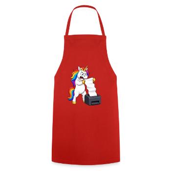 Funny Unicorn Printer Jam Rage - Cooking Apron - red - Front - AI Model Male 185 dark (185cm)