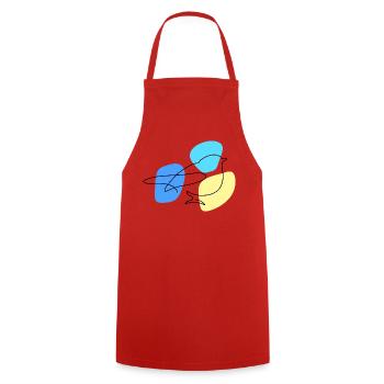 Lineart Blue with Pastel Shapes - Cooking Apron - red - Front - AI Model Male 185 dark (185cm)