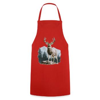 Deer with Antlers Vintage - Cooking Apron - red - Front - AI Model Male 185 dark (185cm)
