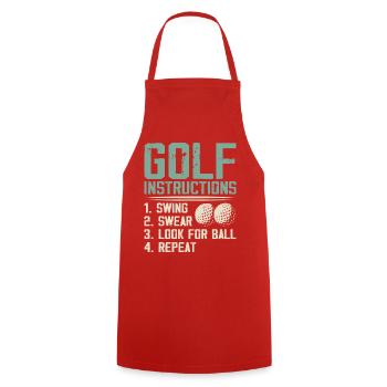 Golf Instructions – Swing, Swearing, Search - Cooking Apron - red - Front - AI Model Male 185 dark (185cm)