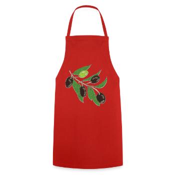 Olive Branch Green Dark Olives - Cooking Apron - red - Front - AI Model Male 185 dark (185cm)