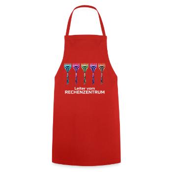 Rechenzentrum Retro Vintage Rechen & Besen Leiter - Kochschürze - Rot - Vorne - AI Model Male 185 dark (185cm)