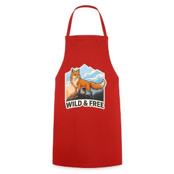 Wild & Free – Fox Mountain - Cooking Apron - red - Front - AI Model Male 185 dark (185cm)