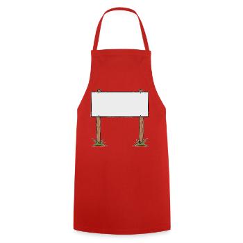 Cartoon Wooden Sign Advertising Banner - Cooking Apron - red - Front - AI Model Male 185 dark (185cm)