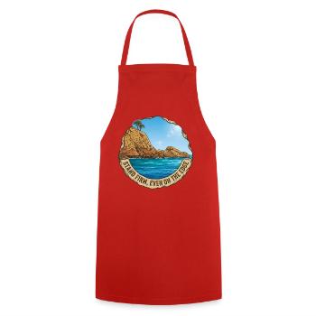 Illustration of landscape with cliff and sea - Cooking Apron - red - Front - AI Model Male 185 dark (185cm)