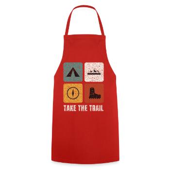 Panneaux vintage de randonnée - Tablier de cuisine - rouge - Devant - AI Model Male 185 dark (185cm)