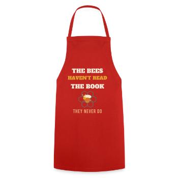 Apiculteur Les abeilles n’ont pas lu le livre Drôle d’abeille - Tablier de cuisine - rouge - Devant - AI Model Male 185 dark (185cm)