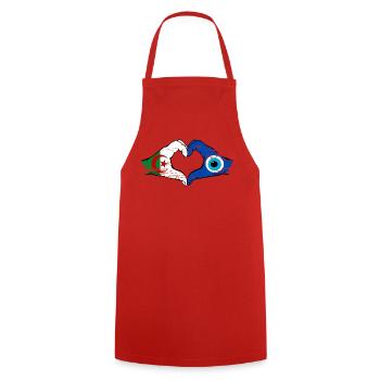 Algeria Nazar Flag Hands Heart Shape Used - Cooking Apron - red - Front - AI Model Male 185 dark (185cm)