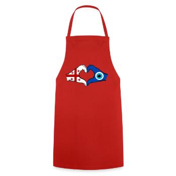 Drapeau du Georgia Nazar Mains en forme de cœur - Tablier de cuisine - rouge - Devant - AI Model Male 185 dark (185cm)