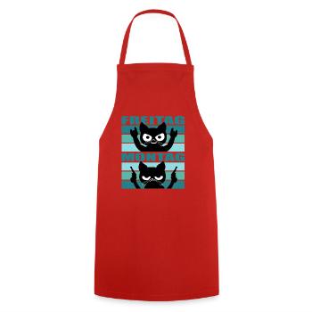Katze Montag Freitag - Kochschürze - Rot - Vorne - AI Model Male 185 dark (185cm)