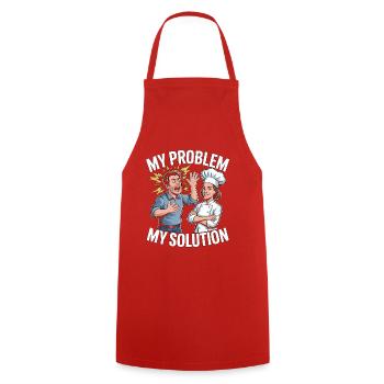 Chef du restaurant Mon problème Mon pictogramme Maman Papa - Tablier de cuisine - rouge - Devant - AI Model Male 185 dark (185cm)