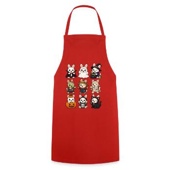 Halloween Bunnies, Cute - Cooking Apron - red - Front - AI Model Male 185 dark (185cm)