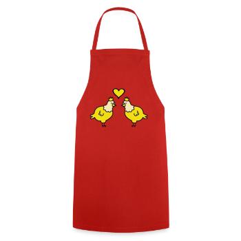 Couple Cœur de Poulets Jumeaux - Tablier de cuisine - rouge - Devant - AI Model Male 185 dark (185cm)