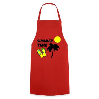 Strandflipflops im Sonnenlicht - Kochschürze - Rot - Vorne - AI Model Male 185 dark (185cm)