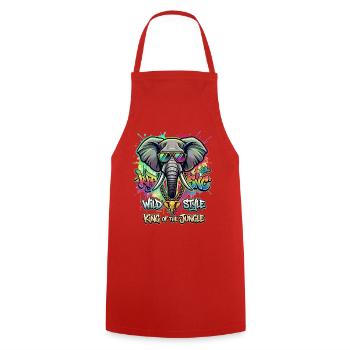 Graffiti Elephant: King of the Jungle - Cooking Apron - red - Front - AI Model Male 185 dark (185cm)