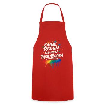 Ohne Regen keinen Regenbogen – Mutmacher - Kochschürze - Rot - Vorne - AI Model Male 185 dark (185cm)