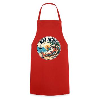 RELACHS – Chillender Lachs - Kochschürze - Rot - Vorne - AI Model Male 185 dark (185cm)
