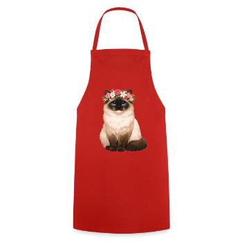 Birma Katze - Kochschürze - Rot - Vorne - AI Model Male 185 dark (185cm)