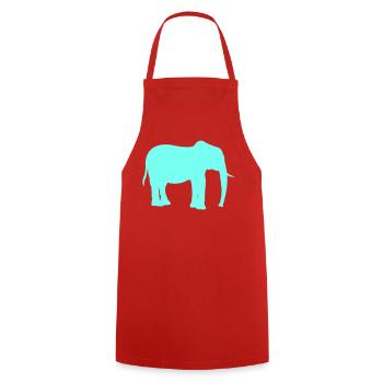 Elefant Silhouette Neon Cyan - Kochschürze - Rot - Vorne - AI Model Male 185 dark (185cm)
