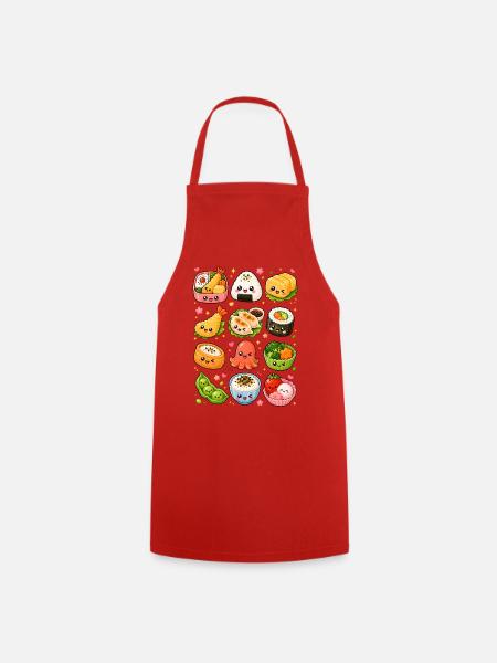 Kawaii Japanisches Essen | Bento & Sushi - Kochschürze - Rot