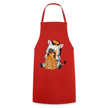 Zebra Pancakes Lustiger Cartoon - Kochschürze - Rot - Vorne - AI Model Male 185 dark (185cm)