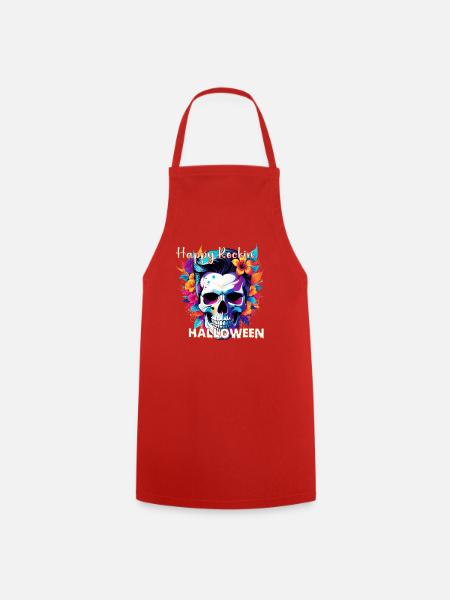 Happy Rockin Halloween – Rockabilly Skull - Kochschürze - Rot