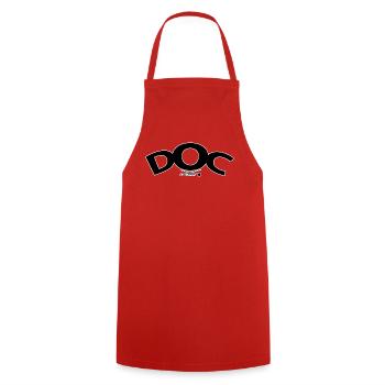 DOC-logo - Kochschürze - Rot - Vorne - AI Model Male 185 dark (185cm)