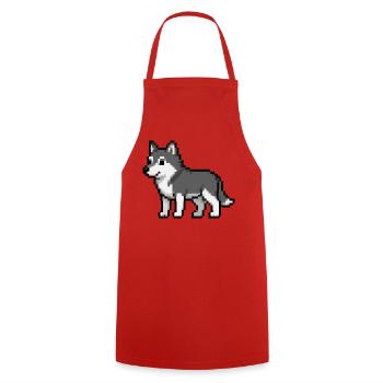 Pixel Wolf - Kochschürze - Rot - Vorne - AI Model Male 185 dark (185cm)