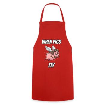 Wenn Schweine fliegen – lustige, wörtliche Idiom-Zeichentrickserie - Kochschürze - Rot - Vorne - AI Model Male 185 dark (185cm)