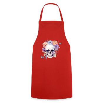 Skull Flower - Kochschürze - Rot - Vorne - AI Model Male 185 dark (185cm)
