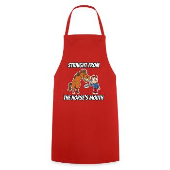 Straight From the Horse's Mouth – lustiges Idiom Tee - Kochschürze - Rot - Vorne - AI Model Male 185 dark (185cm)